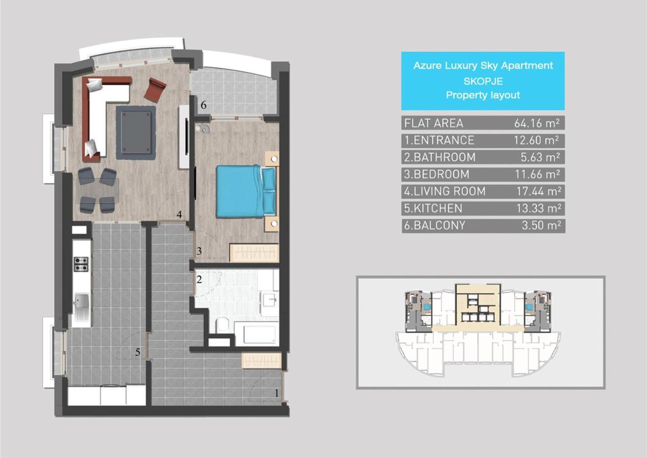 Azure Luxury Sky Apartment Skopje Extérieur photo